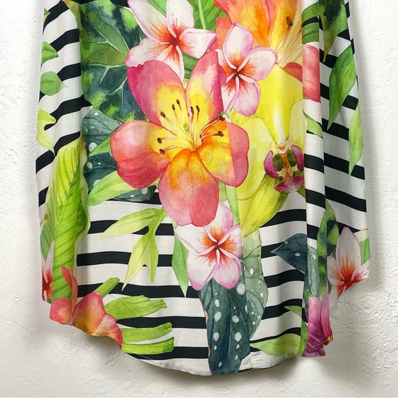 CARTISE White & Black Stripe Floral Sleeveless High Low Dress NWT - Picture 11 of 16